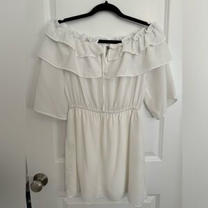 Jack by BB Dakota White Ruffle Off The Shoulder Mini Dress